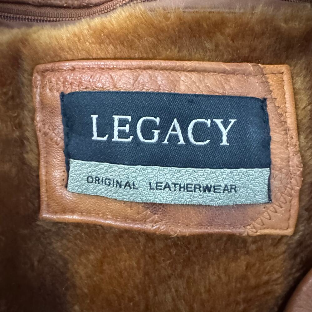 Vintage Y2K 90s  Legacy Patch Work Brown Leather Jacket Size XL Fur Lined - Picture 5 of 13